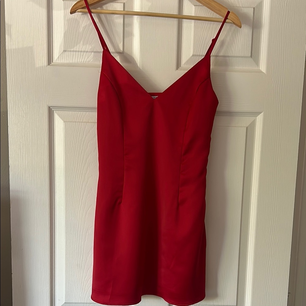 Tobi Red Slip Mini Dress Spaghetti Strap V-Neck